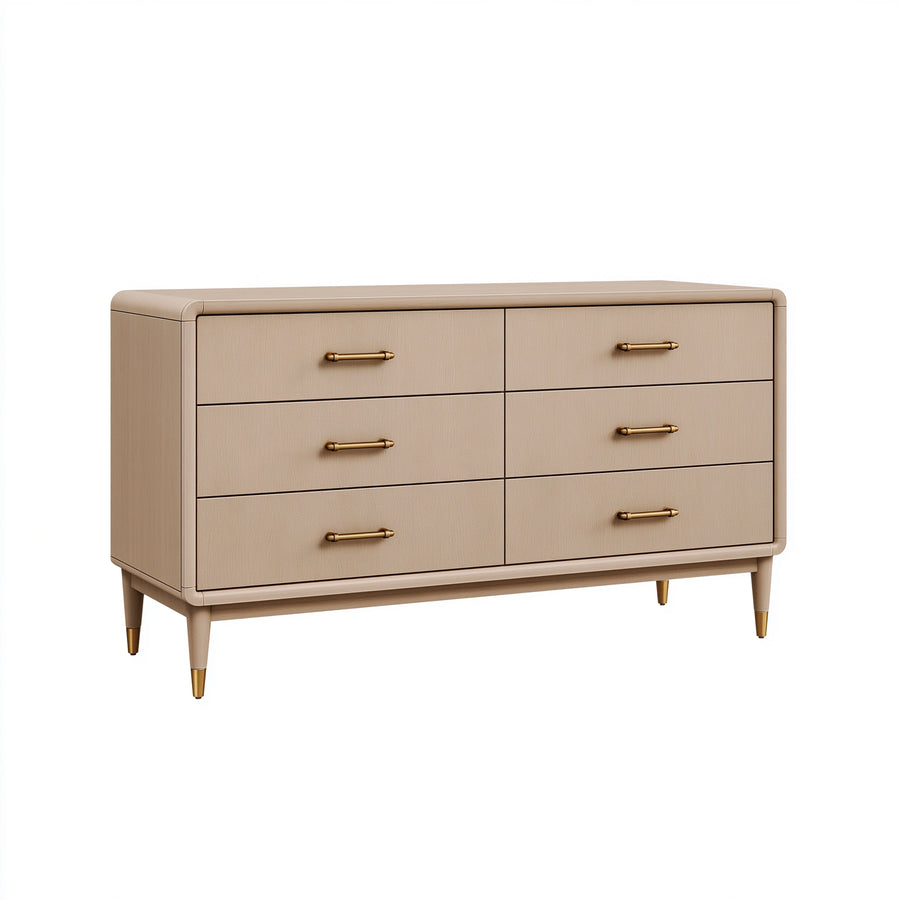 Schubladenkommode 120 x 45 x 85 cm Beige Holzwerkstoff mit 6 Schubladen im Retro-Stil