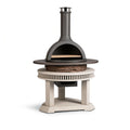 Garten-Pizzaofen 95 cm Metall Stein Schwarz Grau - Holzfeuerung mit Kamin und Grillrost