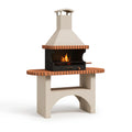 Gartengrillkamin 140 x 70 x 230 cm aus Beton und Stahl Beige Schwarz mit Grillrost