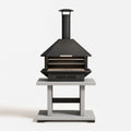 Gartenkamin Grill 100 x 60 x 210 cm Stahl Schwarz mit Kaminabzug