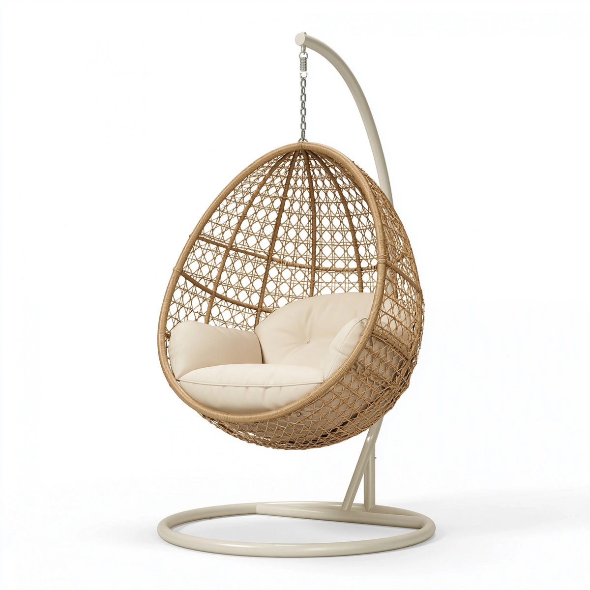 Hängesessel 105 x 75 x 195 cm Geflecht Natur Beige mit Metallgestell im Boho-Stil