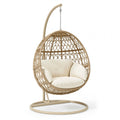 Hängesessel 105 x 105 x 195 cm mit Metallgestell Kunststoffgeflecht Beige Creme Boho