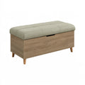 Sitzbank 100 x 40 x 55 cm mit Stauraum Holzwerkstoff Textilbezug Beige Braun