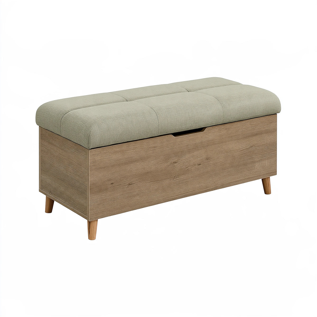 Sitzbank 100 x 40 x 55 cm mit Stauraum Holzwerkstoff Textilbezug Beige Braun