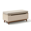 Sitzbank 120 x 45 x 48 cm Holzwerkstoff Beige mit Textilpolsterung Stauraum Modern