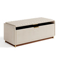 Sitzbank mit Stauraum 120 x 45 x 50 cm Beige Stoff Holz Metall geripptes Design