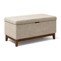 Sitzbank mit Stauraum 100 x 45 x 45 cm Stoff Beige Holzgestell gepolstert