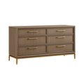 Kommode 150 x 45 x 90 cm Holzwerkstoff Taupe mit Metallgestell und 6 Schubladen