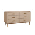 Schubladenkommode 120 x 45 x 85 cm Beige Holzwerkstoff mit 6 Schubladen im Retro-Stil