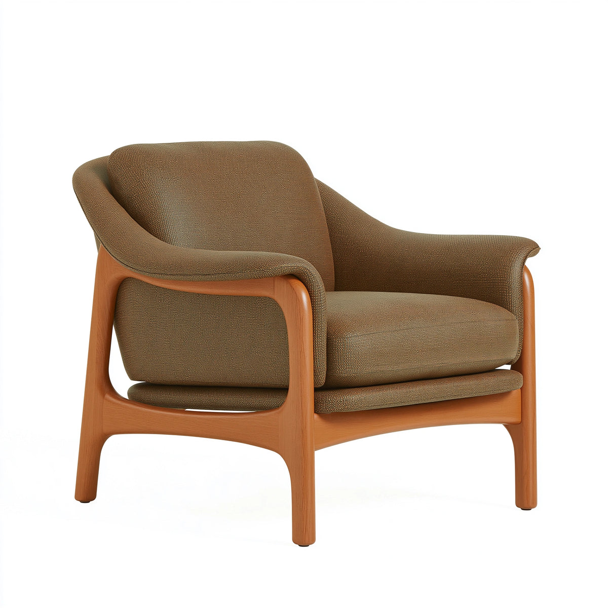 Sessel 78 x 82 x 82 cm mit Textilbezug und Holzgestell Braun - gepolsterter Loungesessel