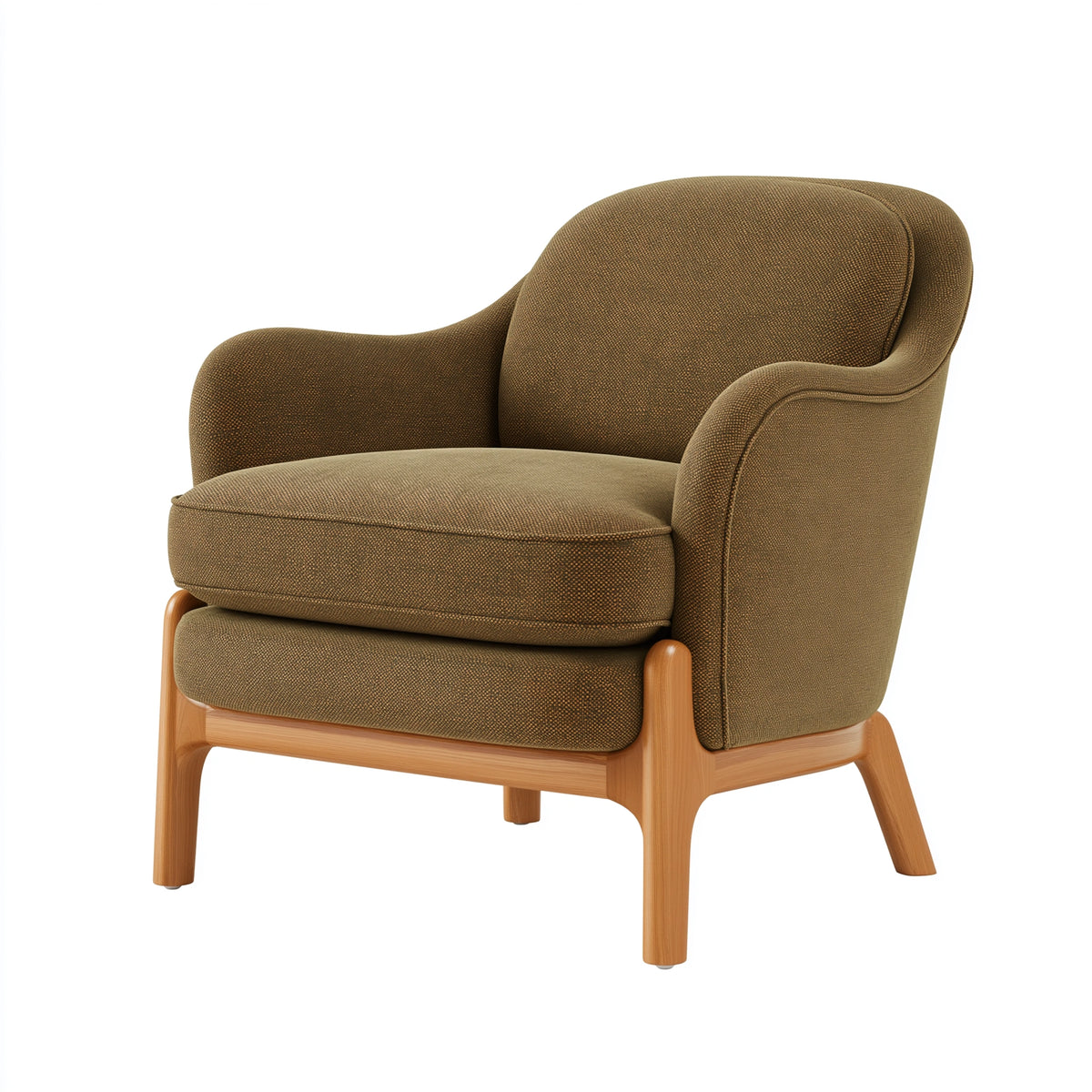 Sessel 78 x 82 x 92 cm Braun Textil mit Holzgestell - gepolsterter Wohnzimmersessel