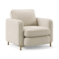 Sessel 82 x 85 x 88 cm Bouclé Creme mit goldfarbenen Metallfüßen moderner Lounge-Stil
