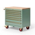 Werkzeugschrank 72 x 46 x 95 cm aus Stahl in Mintgrün mit Holzplatte Rollschrank